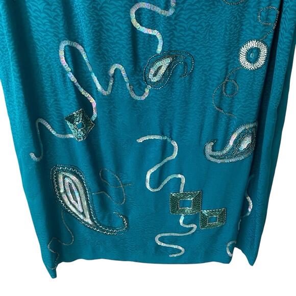 Vintage Francesca of Damon Starington Neiman Marcus Silk Sequin Beaded Dress - Picture 5 of 10